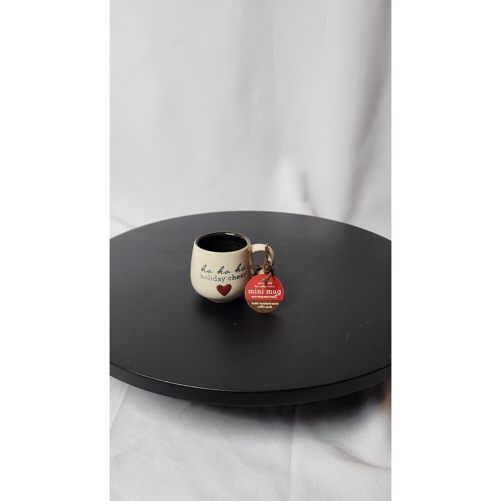 Demdaco Demitasse Espresso Cup Mini Coffee Mug Ornament "Ho Ho Ho Happy Holiday"